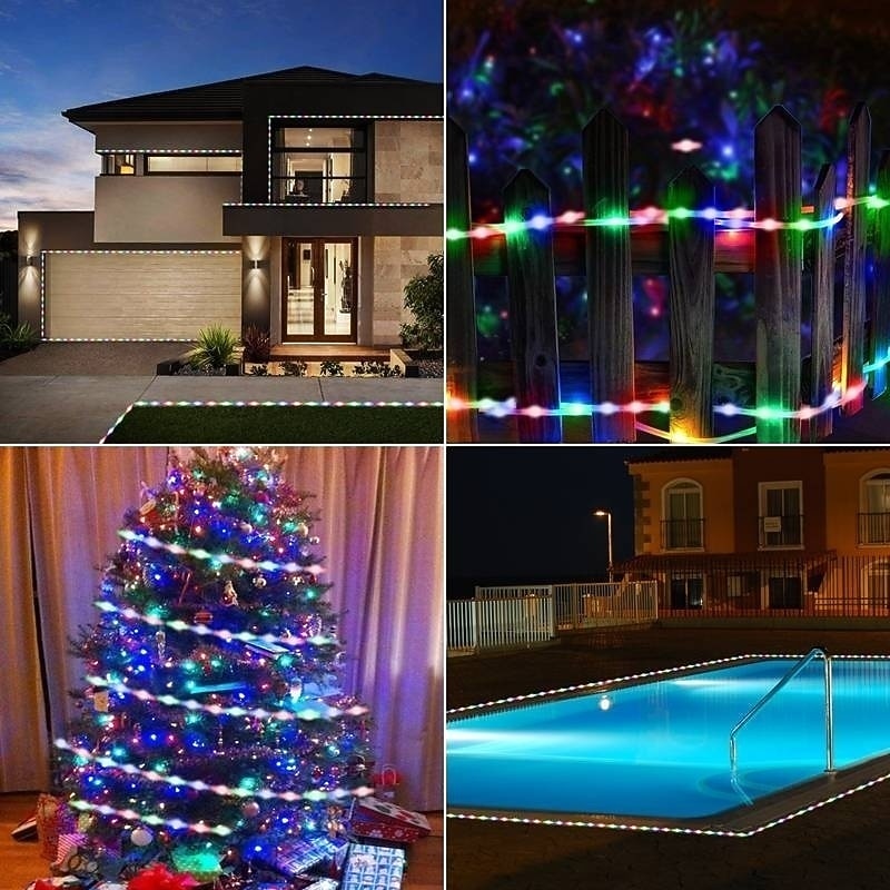 Outdoor Solar Led Strip Light Garden String Light 5M 16.4ft Waterproof Warm White RGB 2835SMD Christmas Terrace Balcony Stairs Pergola Decor 8mm 150 LEDs4