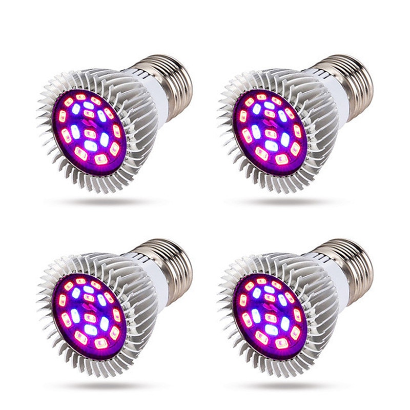 4pcs E14 LED Grow Light for Indoor Plants E27 Full Spectrum LED Plant Light Bulb 18W  Fitolamp AC85-265V Red Blue UV IR Led Growing Lamp For Plants GU10