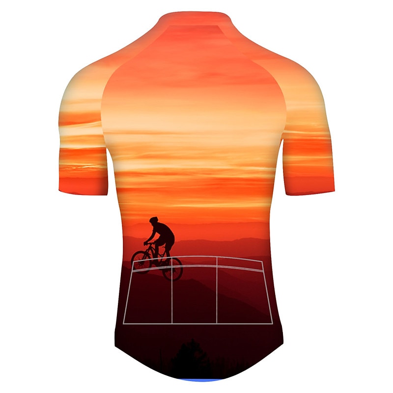 Men's Cycling Jersey Gradient Patterned 3D Short Sleeve Bike Jersey Top with 3 Rear Pockets Mountain Bike MTB Road Bike Cycling Cycling Quick Dry Ultraviolet Resistant Reflective Strips Sports Yellow4
