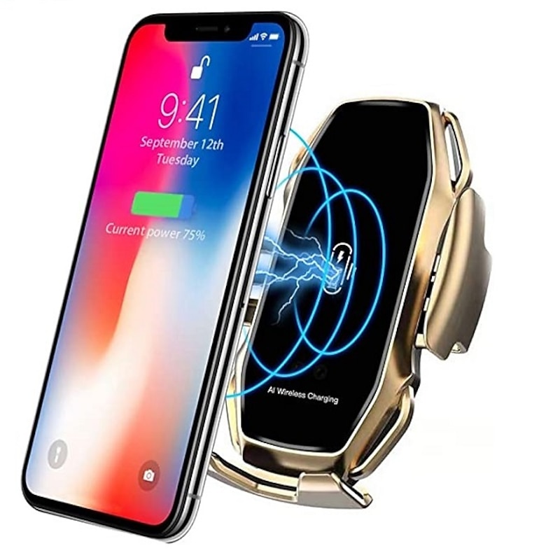 Smart Sensor Car Phone Holder Fast Charging Wireless Chargers Infrared Sensor Automati Clamping Fast Charging Phone Holder Mount Car Charger For iPhone Huawei Samsung