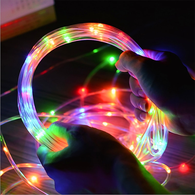 10M 100 LEDs Waterproof String Lights with Remote Control, RGB & Warm White Configurable Plugs, USB Powered Party Night Light for Christmas Decorations2