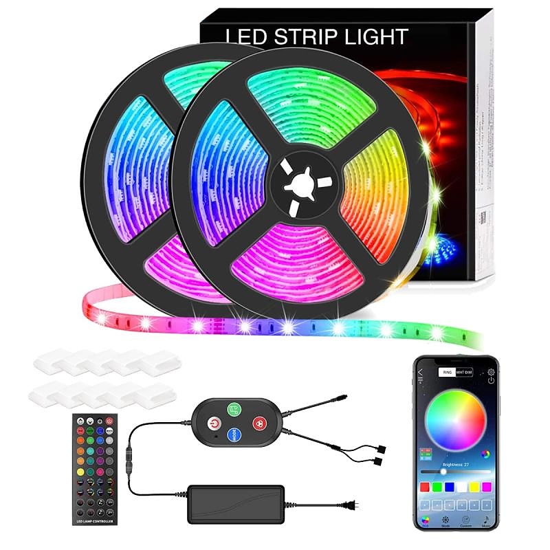 Smart RGB Led Strip Lights 10M 32.8ft Music Sync 600LEDs Color Changing Bluetooth APP Control for Bedroom Room TV Party Bedroom Room TV Backlight PC Desk Kitchen