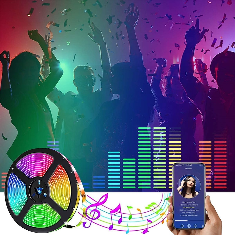 Smart RGB Led Strip Lights 10M 32.8ft Music Sync 600LEDs Color Changing Bluetooth APP Control for Bedroom Room TV Party Bedroom Room TV Backlight PC Desk Kitchen4