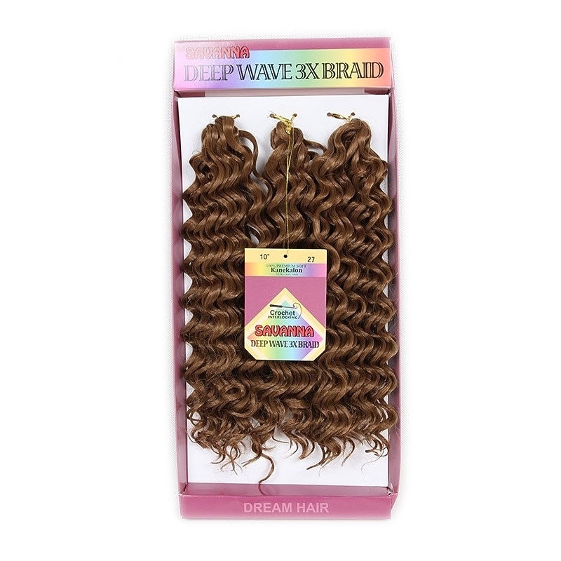 Crochet Hair Braids Deep Wave Box Braids Blonde Burgundy Auburn Synthetic Hair 14 inch Braiding Hair 3pcs / pack4