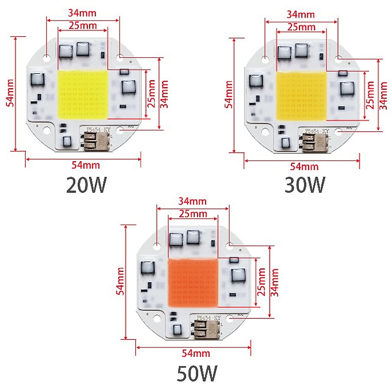 LED COB Chip LED Light 110V 220V 20W 30W 50W  Warm White White Smart IC No Welding No Need Driver SMD light Beads FOR Floodlight Spotlight outdoor lamp DIY Lighting 1pc4