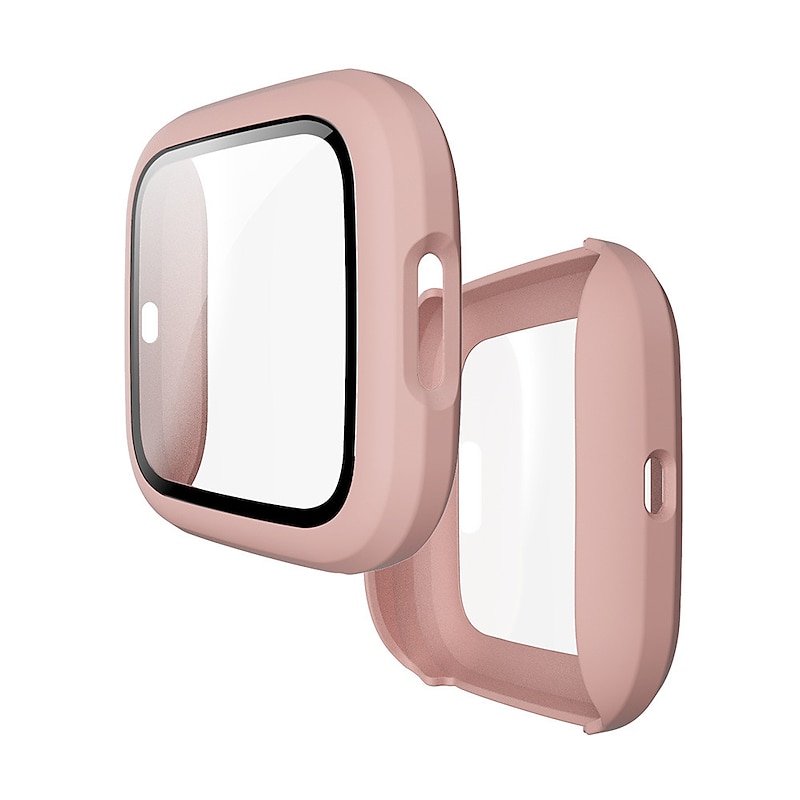 Screen Protector Compatible Fitbit Versa 2 Case Frosted PC Ultra-Thin Slim Tempered Glass Protective Case All-Around Full Cover Bumper Shell for Fitbit Versa 2 Smart Watch4