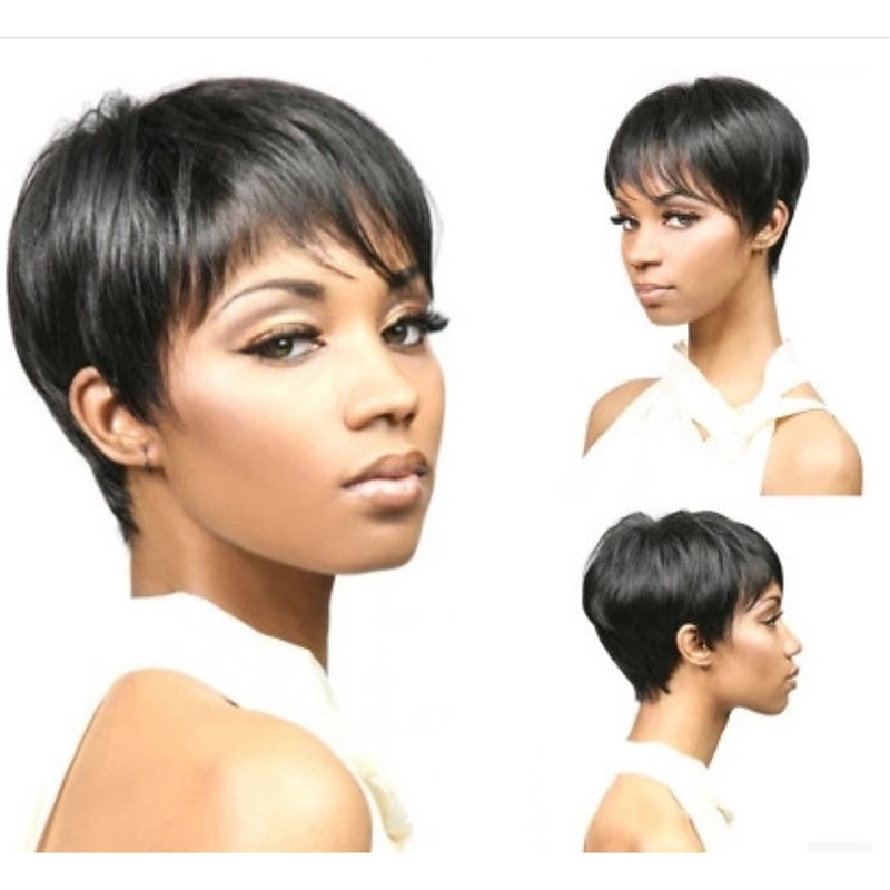Black Wigs for Women Synthetic Wig Natural Straight with Bangs Wig Short Natural Black Synthetic Hair 10 Inch Adorable Cool Fashion Black2