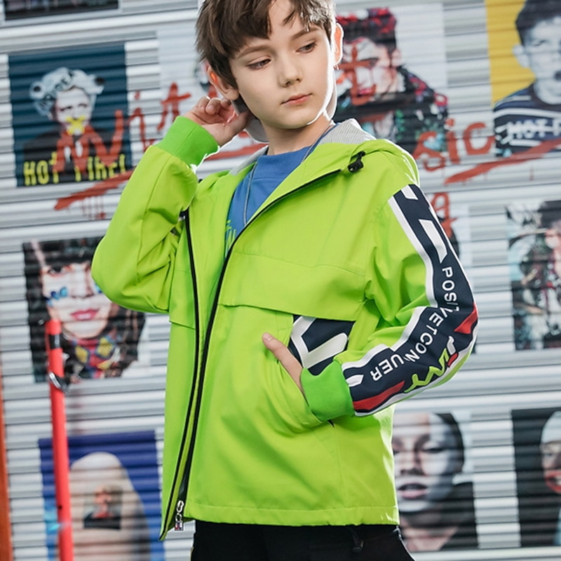 Kids Boys' Trench Coat Print Basic Blue Green2