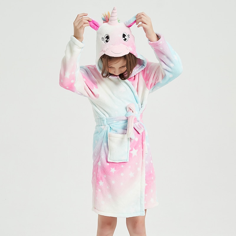 Kid's Color Block Kigurumi Pajamas Bathrobe Unicorn Flying Horse Onesie Pajamas Kigurumi Pajamas Funny Costume For Boys and Girls Christmas Halloween Carnival Cartoon