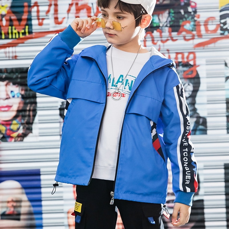 Kids Boys' Trench Coat Print Basic Blue Green4