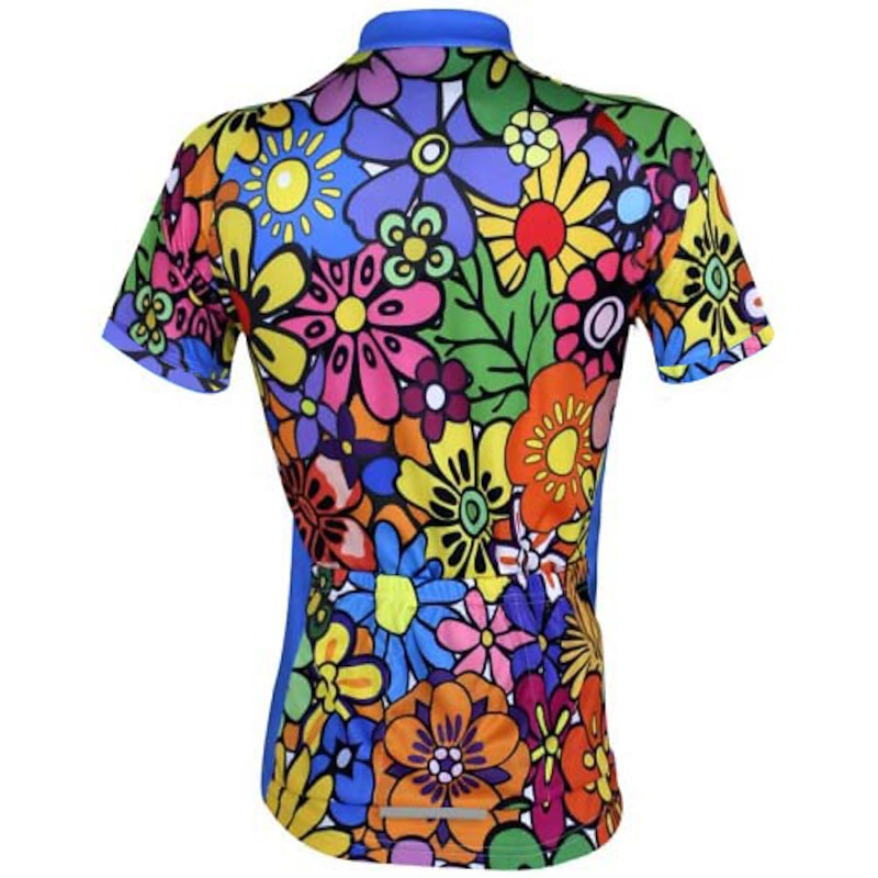 Women's Cycling Jersey Patterned Floral Botanical Flower Short Sleeve Bike Jersey Top with 3 Rear Pockets Mountain Bike MTB Road Bike Cycling Quick Dry Ultraviolet Resistant Front Zipper Back Pocket3