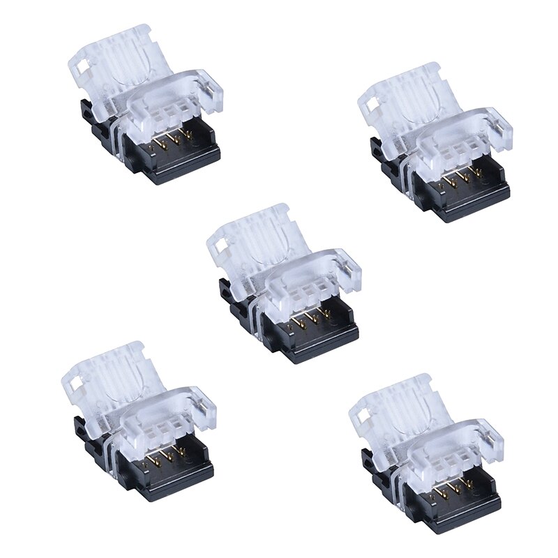 5PCS 4Bin 10mm No-waterproof Flexible Strip Light Hippo Buckle 5050 RGB LED Light Bar Quick Connector Easy to Install Wire and Strip Light  Connector DC5-36V
