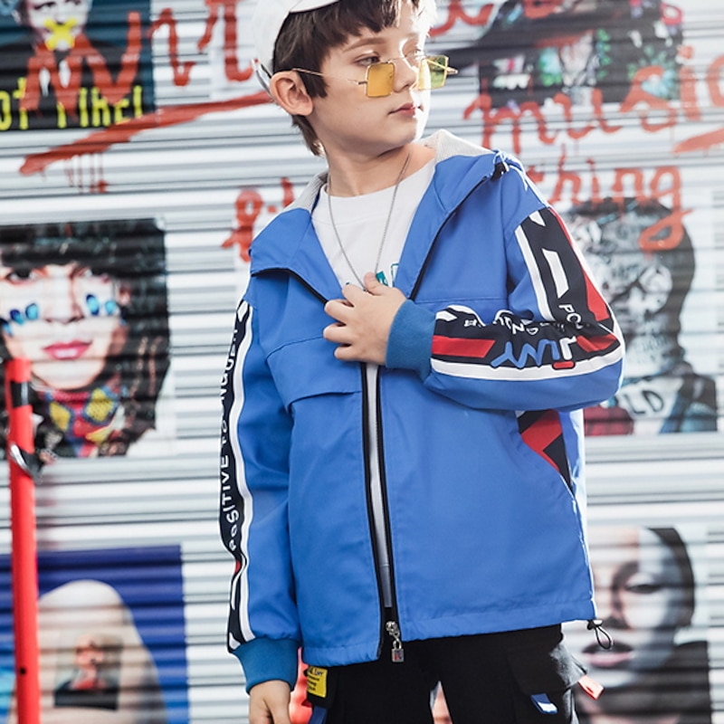 Kids Boys' Trench Coat Print Basic Blue Green3