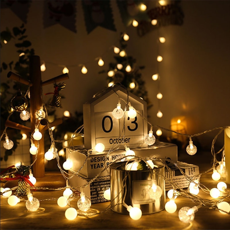 50 LED Crystal Balls String Lights 5M LED String Lights Outdoor String Lights Battery Powered Fairy Light Waterproof Outdoor Garden Christmas Wedding Party Courtyard Decoration Lamp without Battery4