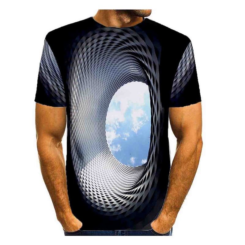 Men's Graphic Optical Illusion Shirt T Shirt Short Sleeve T shirt 3D Print Round Neck Shirt Basic Daily Blue Green Rose Red Clothing Apparel Normal S M L XL 2XL 3XL 4XL