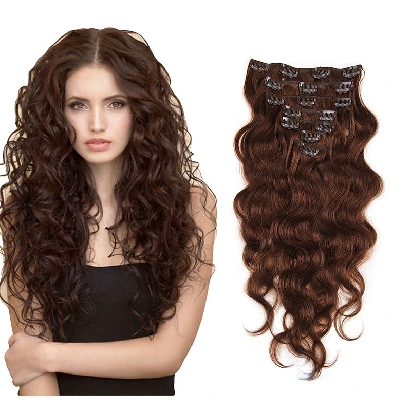 Clip In Hair Extensions Human Hair 7 pieces Pack Body Wave 14-22 inch Hair Extensions