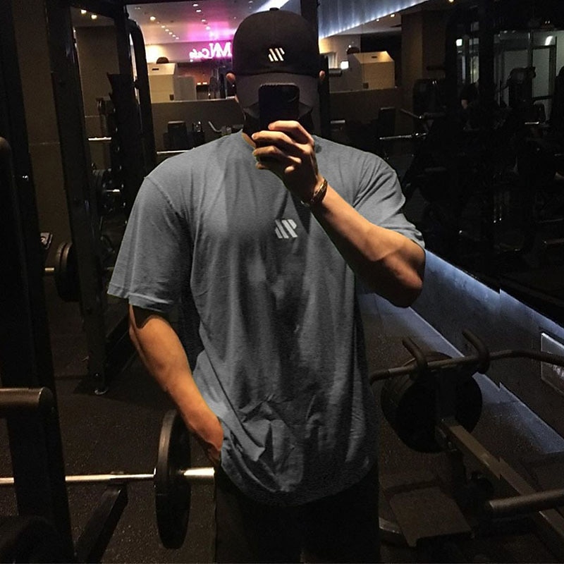 Men's Workout Shirt Running Shirt Short Sleeve Top Athletic Athleisure Fall Cotton Breathable Soft Sweat Out Basketball Jogging Training Sportswear Activewear Black with White Black White4