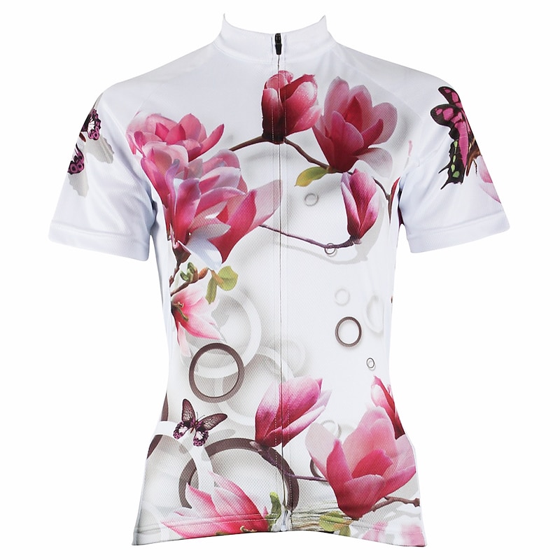 Women's Cycling Jersey Patterned Floral Botanical Flower Short Sleeve Bike Jersey Top with 3 Rear Pockets Mountain Bike MTB Road Bike Cycling Quick Dry Ultraviolet Resistant Back Pocket Sweat wicking2