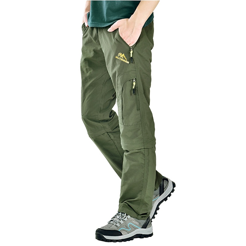 Men's Convertible Pants / Zip Off Pants Hiking Pants Trousers Summer Outdoor Water Resistant Quick Dry Multi Pockets Lightweight 5 Zipper Pocket Elastic Waist Pants / Trousers Bottoms Dark Grey Army