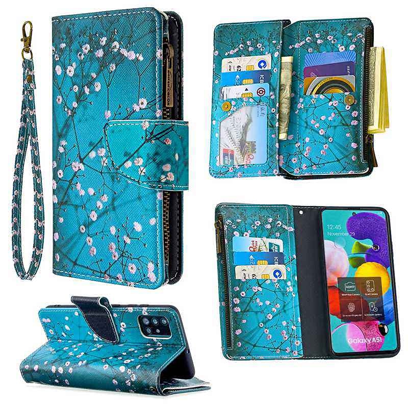 Phone Case For Samsung Galaxy S25 S24 S23 S22 S21 FE S21 Ultra Plus A34 A54 A73 A52 Wallet Case Pattern with Phone Strap Magnetic Flip Flower PU Leather