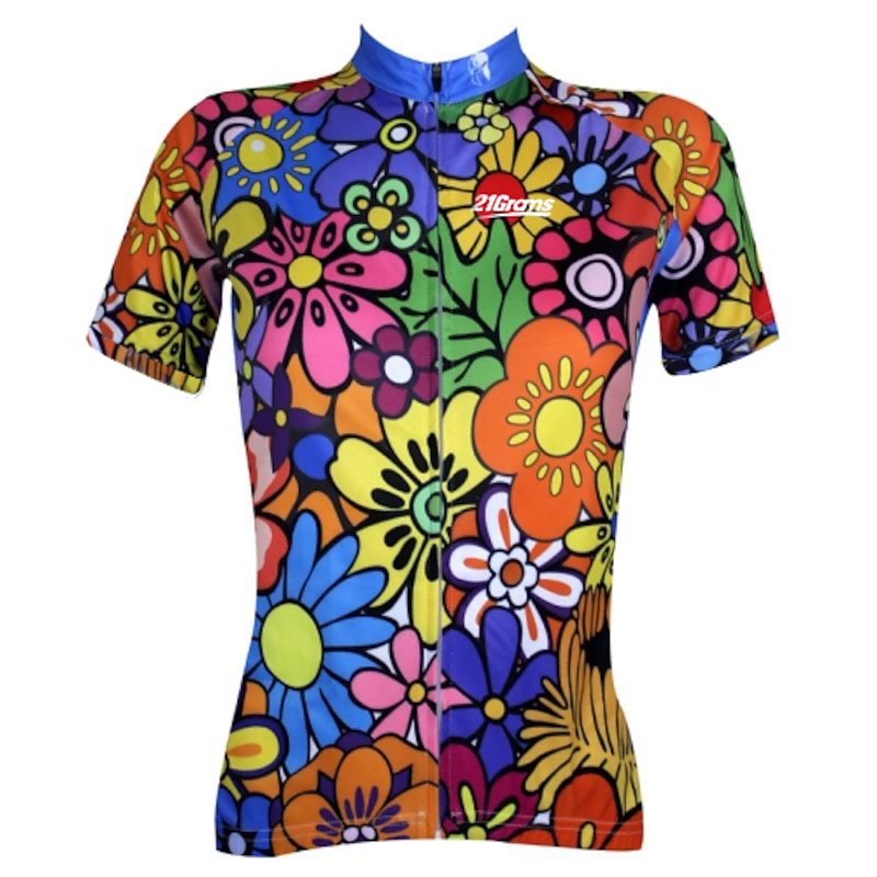 Women's Cycling Jersey Patterned Floral Botanical Flower Short Sleeve Bike Jersey Top with 3 Rear Pockets Mountain Bike MTB Road Bike Cycling Quick Dry Ultraviolet Resistant Front Zipper Back Pocket2