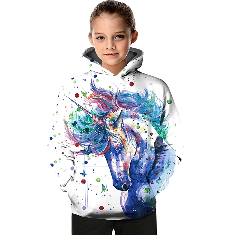 Girls' 3D Geometric Color Block Tie Dye Hoodie & Sweatshirt Long Sleeve 3D Print Active Basic Kids Toddler - Main Image