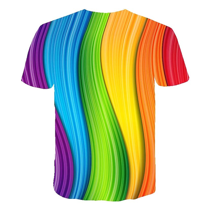Men's Unisex Graphic Rainbow 3D Shirt T Shirt Tee Short Sleeve T shirt Crew Neck Shirt Chic & Modern Party Casual Daily Purple Green Rainbow Clothing Apparel Plus Size S M L XL XXL 3XL 4XL2