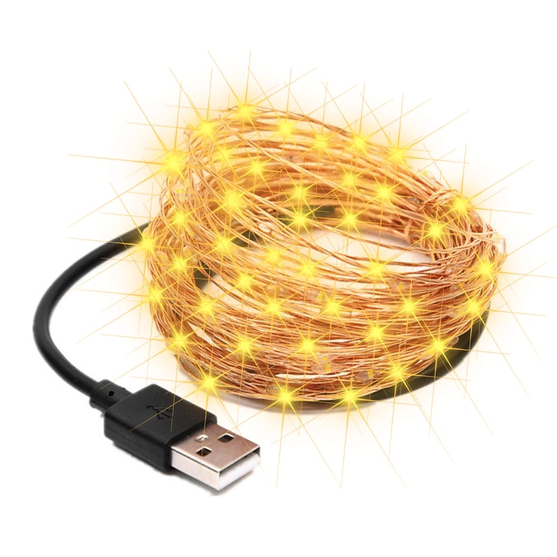 2M 20LED USB Powered Gypsophila String Lights, Warm White/Red Cuttable Design, Outdoor Garden String Lights Christmas Courtyard Decoration