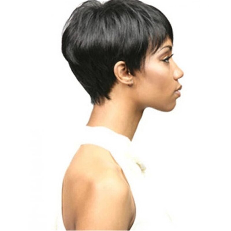 Black Wigs for Women Synthetic Wig Natural Straight with Bangs Wig Short Natural Black Synthetic Hair 10 Inch Adorable Cool Fashion Black4