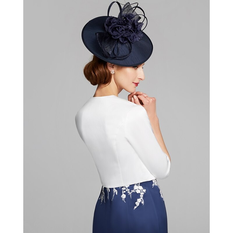 Women's Wrap Bolero Shrug Mother's Wedding Guest Wraps Coats / Jackets Pure Basic Half Sleeve Satin Wedding Wraps With Pure Color For Formal Spring &  Fall dress to impress3