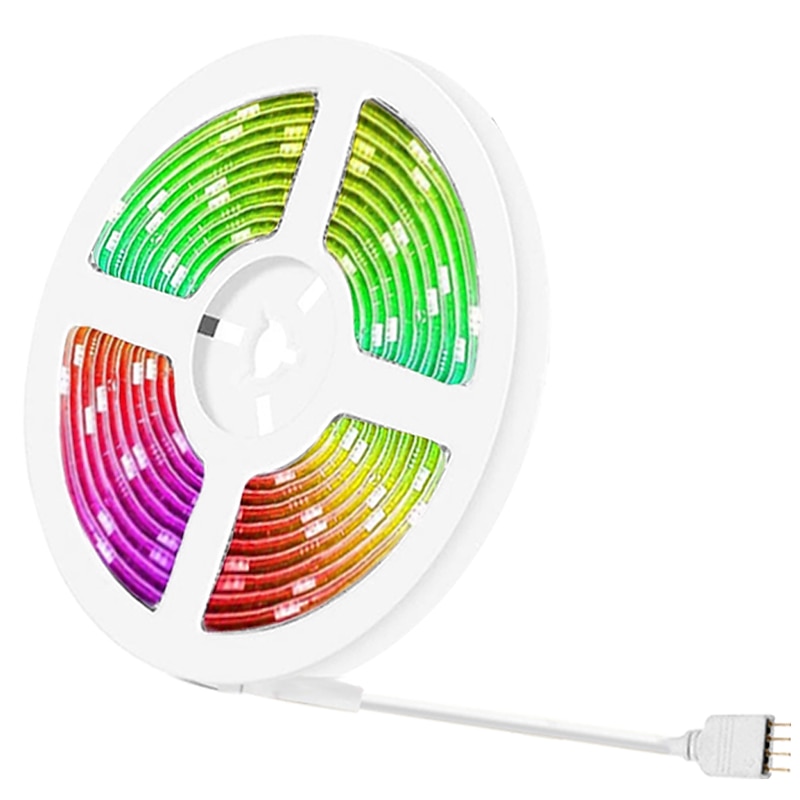 Smart SMD 5050 LED Strip Light WIFI App RGB Control Music Sync Work with Alexa Google 2x7.5M 50ft Colour Changing Home Kitchen TV Party with 24-Key Remote Sensitive Built-in Mic DC12V3