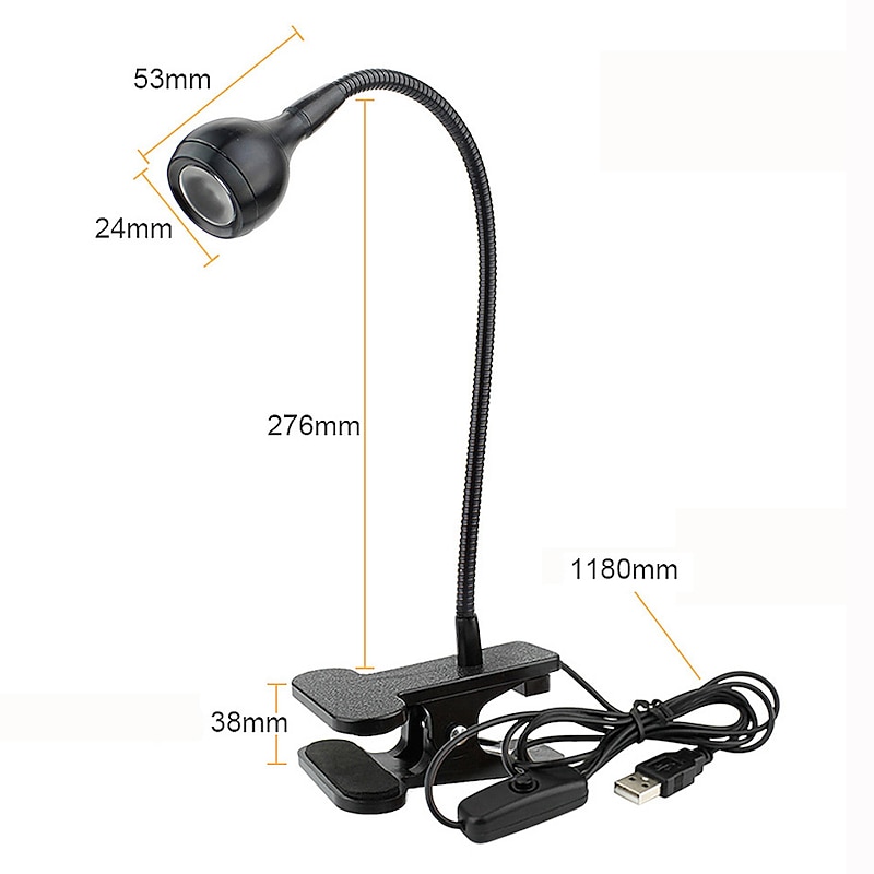 BlackSliver 3W Led Desk Lamp USB Table Lamp Light with Clip Holder Flexible Bed Reading Book Night Light for Study Office Work 1pc4