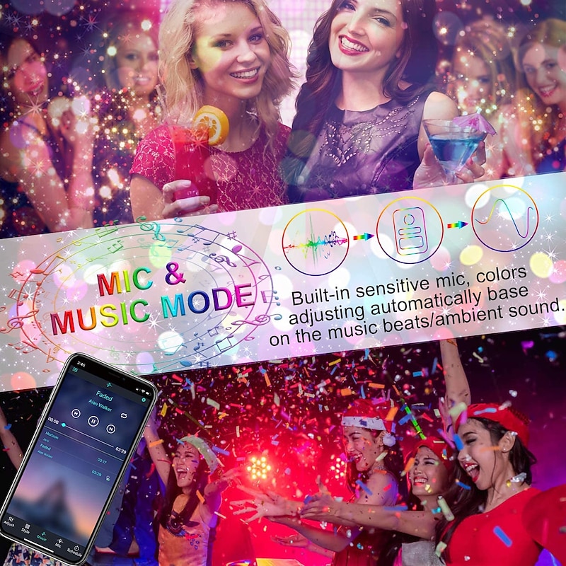 5M 10M 15M 20M LED Strip Lights RGB Waterproof Music Sync LED 2835 SMD Color Changing 24 Keys Remote Bluetooth Controller for Bedroom Home TV BackLight2