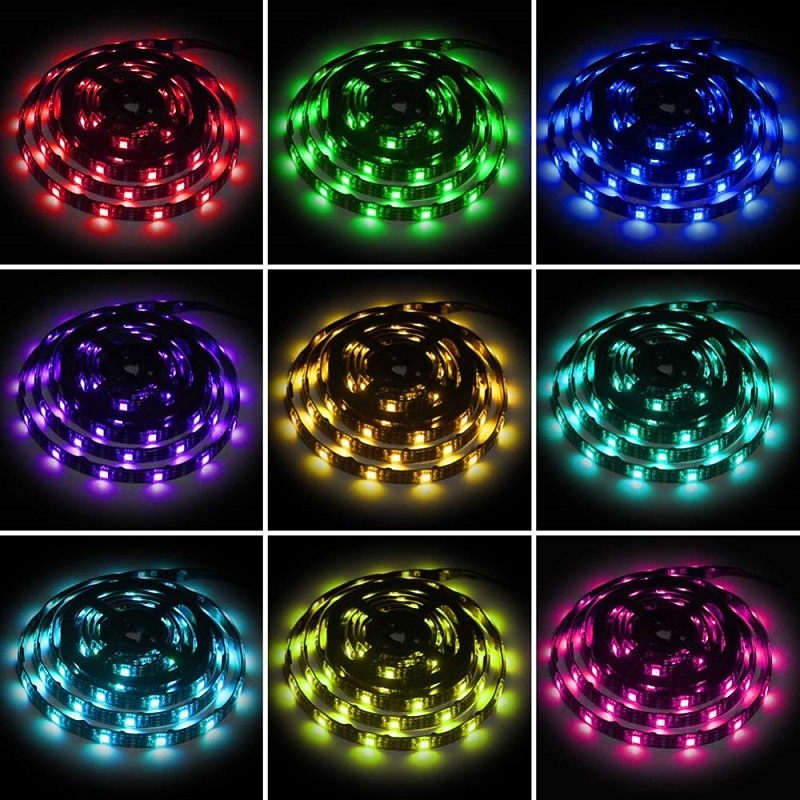 LED Strip Lights 2M Waterproof LED Light Strips RGB Tiktok Lights Strip AA Battery Box MINI 3key controller Battery Powered Multi Color2