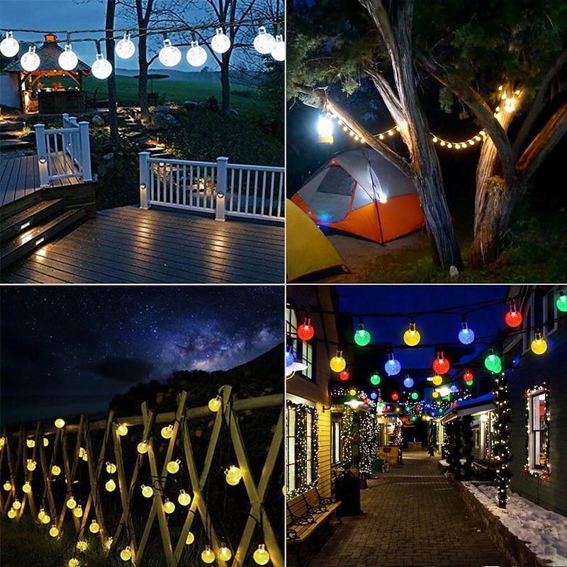 Elegant Wedding Party Reception 6.5M 30LED Solar String Lights - Crystal Ball Bubble Lamp, 8 Functions, Waterproof Outdoor Fairy Lights for Garden, Lawn Decoration4