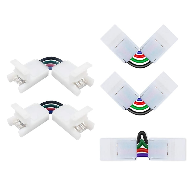 6 Sets 4-Pin RGB LED Light Strip Connector LED PBC 10mm Gapless Strip to Strip Solderless Adapter for SMD 5050 Multicolor LED Strip DC5-36V2