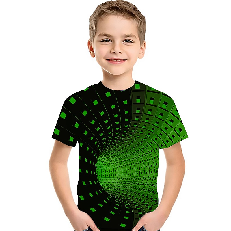 Boys 3D Geometric Color Block Optical Illusion T shirt Tee Short Sleeve 3D Print Summer Active Sports Streetwear Kids Toddler3