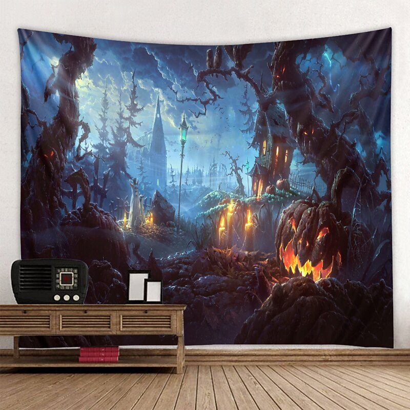 Halloween Decorations Tapestry Jack O Lantern Pumpkin Decor Wall Art Large Hanging Tapestry Mural Decor Photograph Backdrop Blanket Curtain Home Bedroom Living Room3