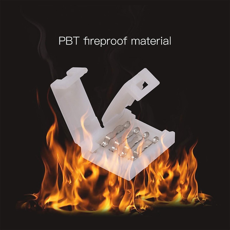 6 Sets 4-Pin RGB LED Light Strip Connector LED PBC 10mm Gapless Strip to Strip Solderless Adapter for SMD 5050 Multicolor LED Strip DC5-36V4