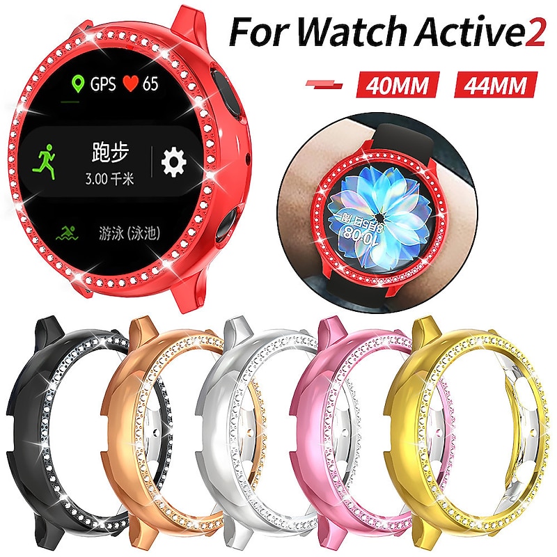 Diamond Case Watch Case Compatible with Samsung Galaxy Watch Active 2 40mm / Watch Active 2 44mm Shockproof Plastic / Hard PC Watch Cover