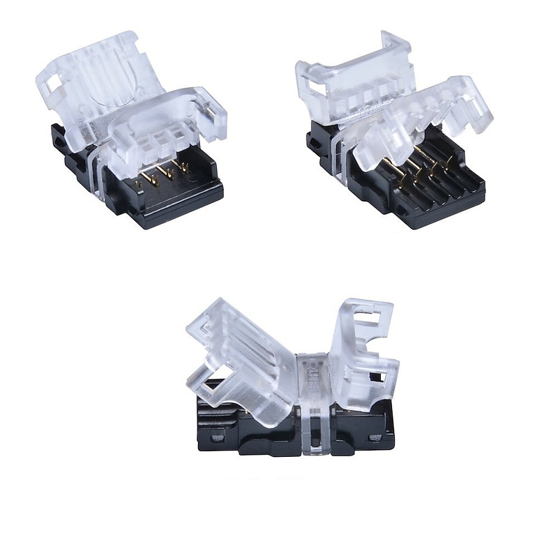 5PCS 4Bin 10mm No-waterproof Flexible Strip Light Hippo Buckle 5050 RGB LED Light Bar Quick Connector Easy to Install Wire and Strip Light  Connector DC5-36V2