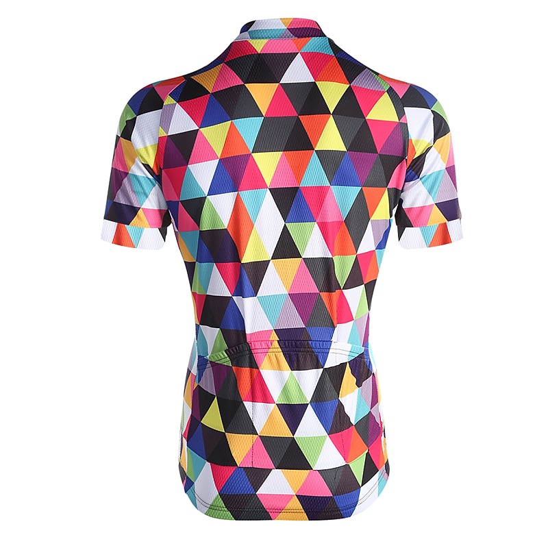 Men's Cycling Jersey Rainbow Plaid Checkered Patterned Short Sleeve Bike Jersey Top with 3 Rear Pockets Mountain Bike MTB Road Bike Cycling Quick Dry Front Zipper Back Pocket Sweat wicking Sports Red3