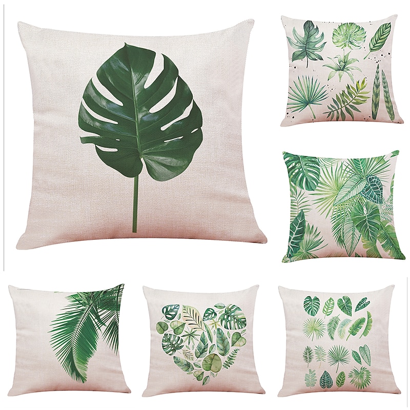 1 Set of 6 Pcs Cushion Cover Botanical Series Decorative Throw Pillow Case Home Sofa Decorative Outdoor/Indoor Cushion for Sofa Couch Bed Chair4