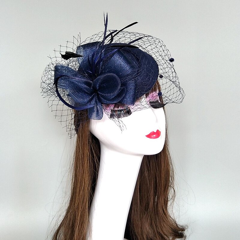 Fascinators Kentucky Derby Hat Headpiece Feathers Net Bucket Hat Pillbox Hat Wedding Party / Evening Ladies Day Melbourne Cup Cocktail With Cap Floral Headpiece Headwear2
