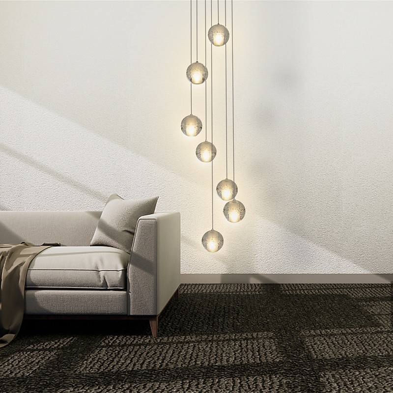 7-Light 10(4") Crystal LED Pendant Light Spherical Design Metal Cluster Chrome Modern Contemporary for Dining Room 90-240V2