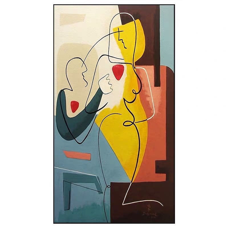 100% Hand painted Pablo Picasso Style Oil Painting on Canvas Cuadros Posters Wall Picture for Living Room Decor Rolled Without Frame3
