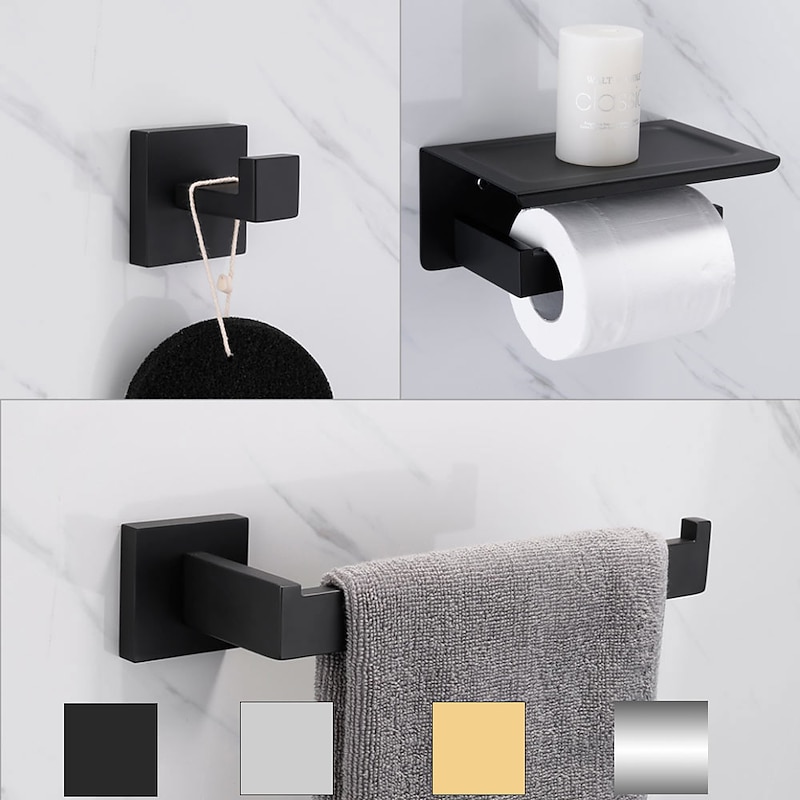 Towel Bar / Toilet Paper Holder / Robe Hook New Design / Creative / Multifunction Contemporary / Modern Stainless Steel / Low-carbon Steel / Metal 3pcs - Bathroom Wall Mounted