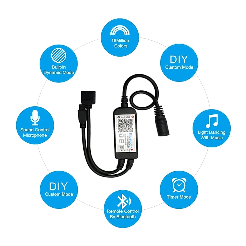 Bluetooth Double outlet LED Smart Controller Working with Android and IOS System Free App for RGB LED Light  Comes With 24 Keys IR Remote Control DC5V-243
