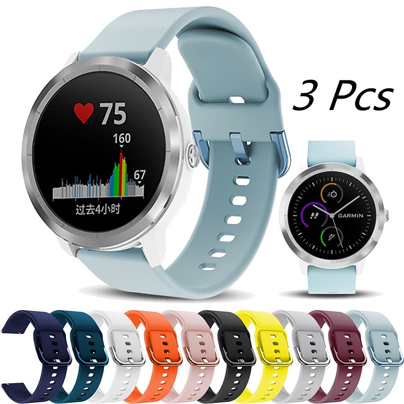 3 Pack Watch Band for Garmin Marq Descent G1 Forerunner 645/245/158/55 Music Fenix 7S / 6S / 5S Plus Pro Sapphire Solar Fenix 7/6/5 Plus Pro Sapphire Solar Silicone Replacement  Strap 20mm 22mm