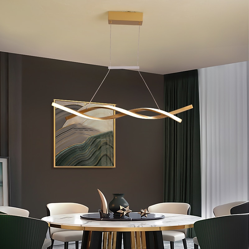 2-Light 80/100cm LED Pendant Light Wave Design Aluminum Sputnik Linear Island Painted Finishes Curl Modern Simple 110-120V 220-240V2